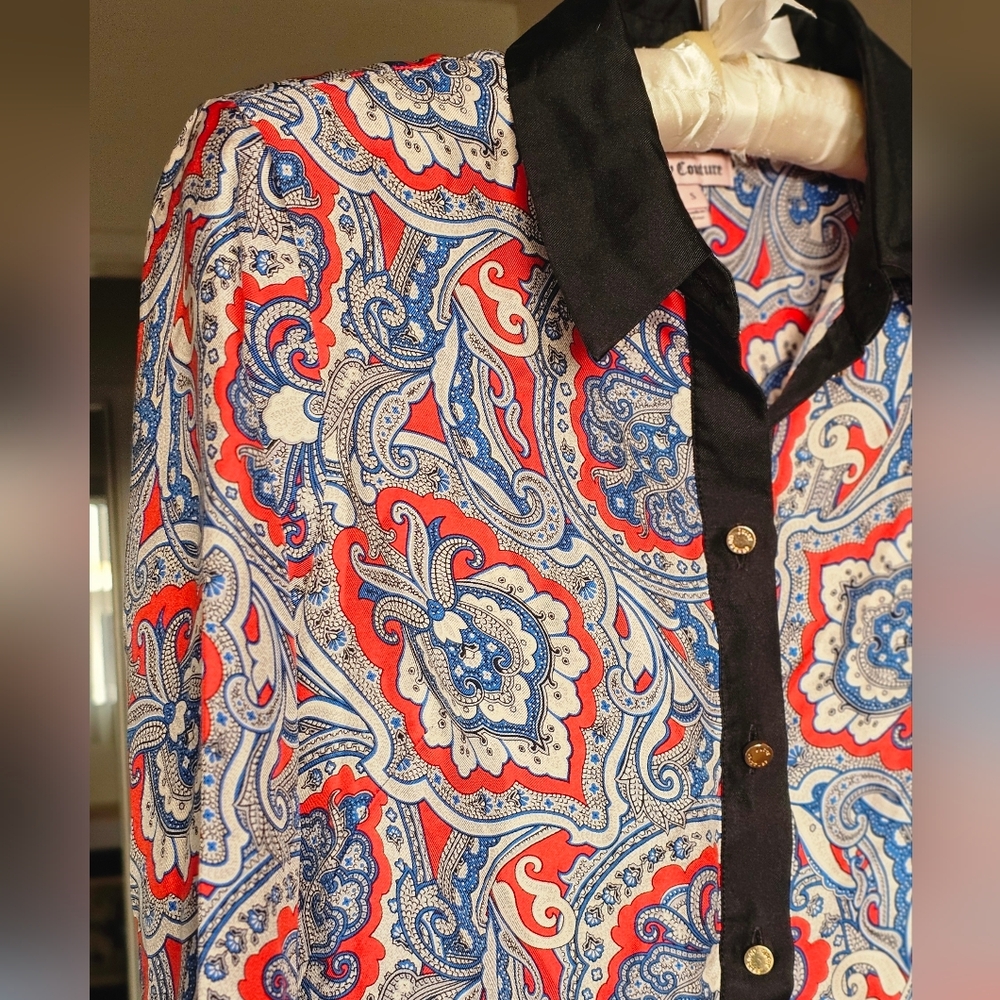 Juicy Couture Silk Paisley Shirt Dress - Picture 3 of 8